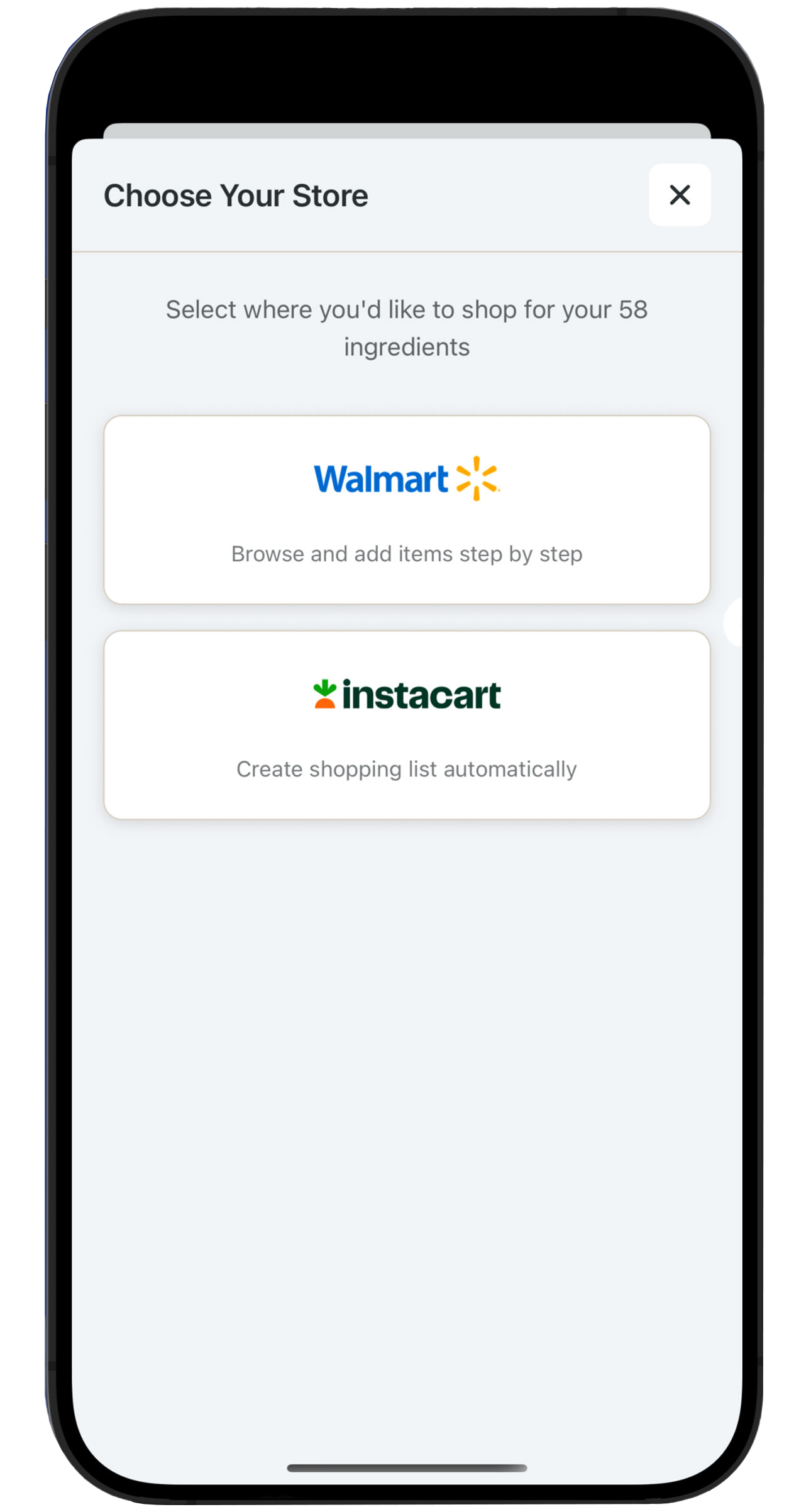 MenuMaker app - Pick your checkout preference
